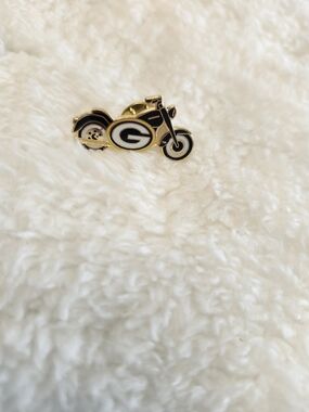 Green & Gold Motorcycle Brooch with Team Logo